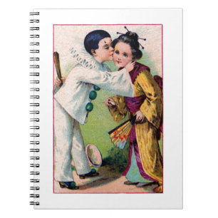 Cuaderno Muchacho del payaso de Pierrot que besa al chica