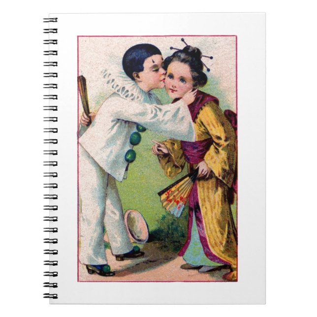 Cuaderno Muchacho del payaso de Pierrot que besa al chica (Frente)