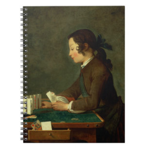 Cuaderno Muchacho que construye un castillo de las tarjetas