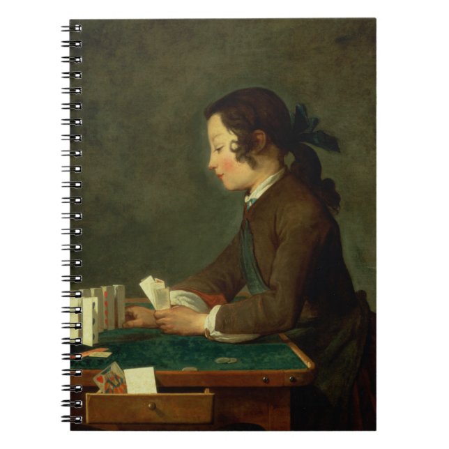 Cuaderno Muchacho que construye un castillo de las tarjetas (Frente)