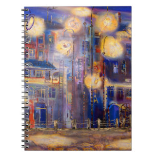 Cuaderno Muchas luces en el fondo abstracto de la calle,