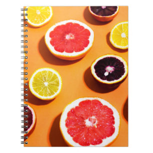Cuaderno Muchos cítricos variados patrón de frutos a la luz
