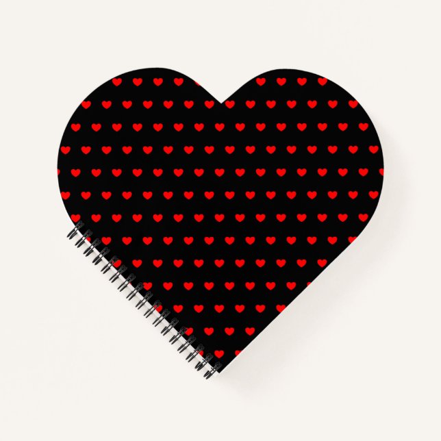 Cuaderno Muchos Corazones Rojos En Forma De Corazón Negro (Anverso)