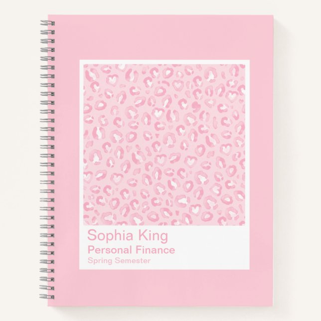 Cuaderno Muestra de leopardo rosa suave (Anverso)