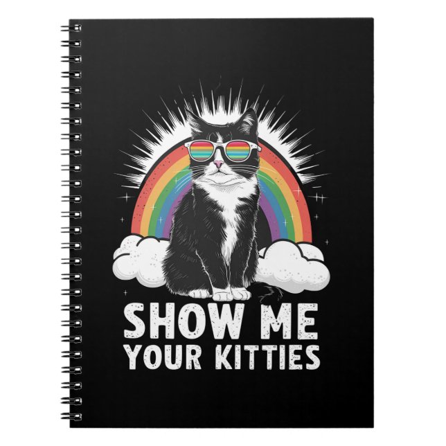 Cuaderno Muéstrame tus gatos, divertidos orgullo gay lesbia (Frente)