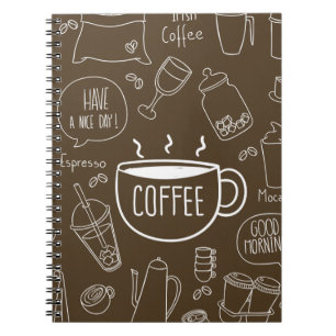 Cuaderno Mug de patrón de la copa de café retro - Perfecto