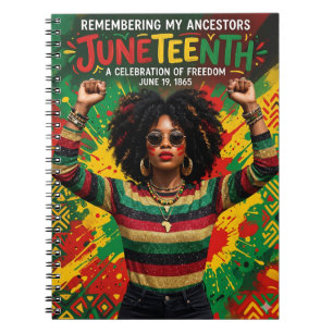 Cuaderno Mujer Afra Juneteenth , Niña Negra Melanina