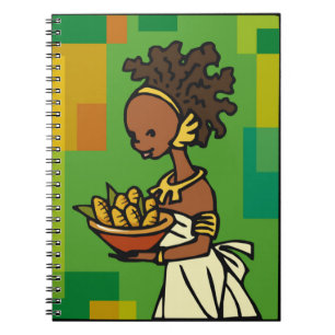 Cuaderno Mujer africana con tazón de maíz