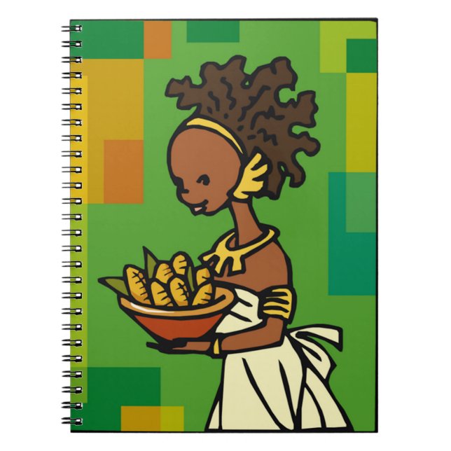 Cuaderno Mujer africana con tazón de maíz (Frente)