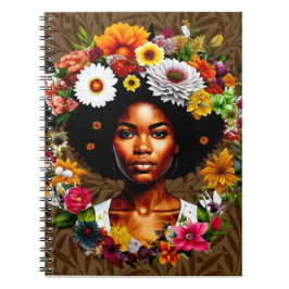 Cuaderno Mujer afroamericana con corona floral