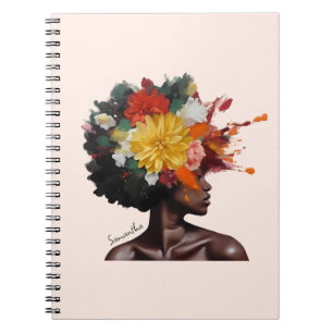 Cuaderno Mujer afroamericana con pelo afro floral (2)