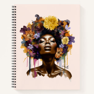 Cuaderno Mujer afroamericana con pelo afro floral (3)