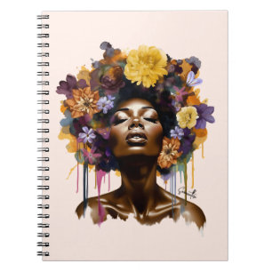 Cuaderno Mujer afroamericana con pelo afro floral (3)