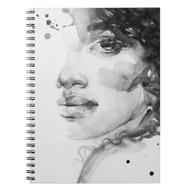 Cuaderno mujer afroamericana. ilustración de moda de bellez (Frente)