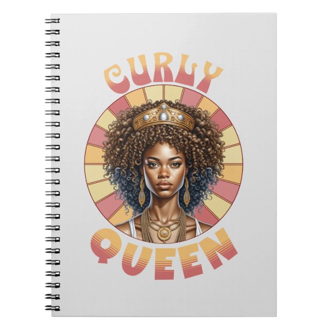 Cuaderno Mujer afroamericana reina de curly ondula retro on (Frente)