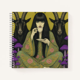 Cuaderno Mujer Bebe Té Con Dos Cabras Negras