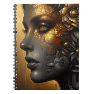 Cuaderno Mujer bonito en etéreo de oro