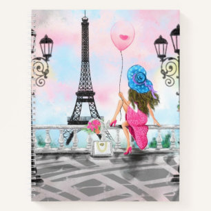 Cuaderno Mujer bonito En La Torre Eiffel De París
