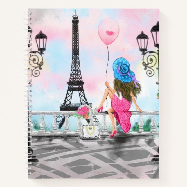 Cuaderno Mujer bonito En La Torre Eiffel De París (Anverso)