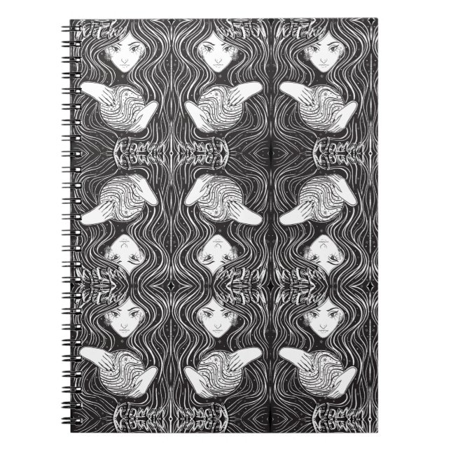Cuaderno Mujer Brujera Artista Negro y Blanco (Frente)