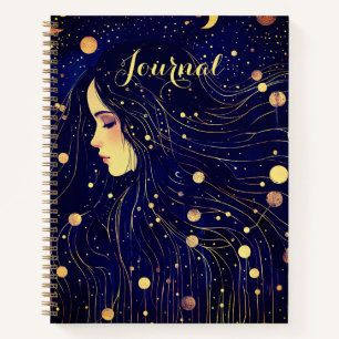 Cuaderno Mujer Celestial Diosa del Cielo Luna Estrellas Dia