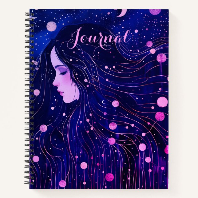 Cuaderno Mujer Celestial Diosa del Cielo Luna Estrellas Dia (Anverso)