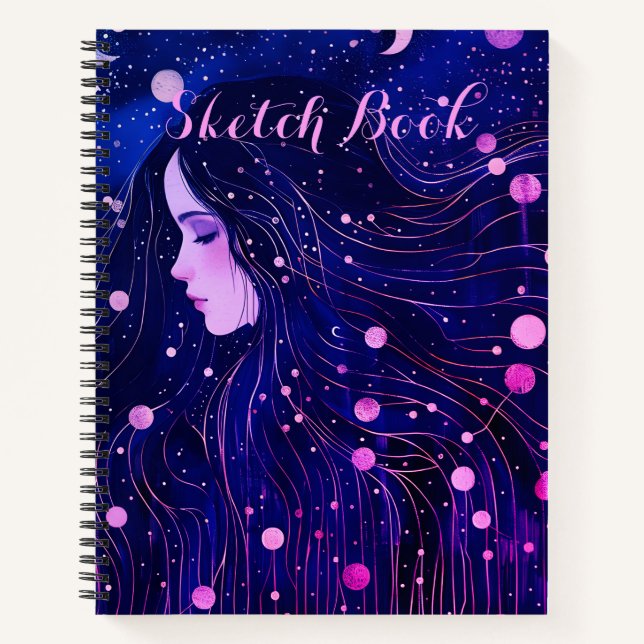 Cuaderno Mujer Celestial Diosa del Cielo Luna Estrellas Lib (Anverso)