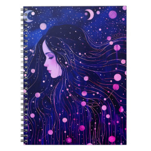 Cuaderno Mujer Celestial Diosa Luna Estrellas Cielo