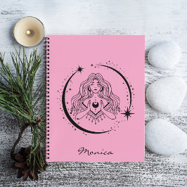Cuaderno Mujer celestial, luna estrellas, boho, astronomía 