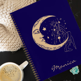 Cuaderno Mujer celestial luna y estrellas, boho, elegante o