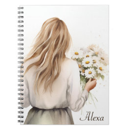 Cuaderno Mujer Con Daisy Bouquet