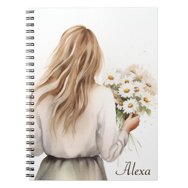 Cuaderno Mujer Con Daisy Bouquet (Frente)