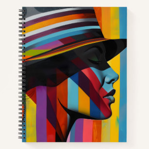 Cuaderno Mujer con sombrero colorido 2 Silueta llamativa