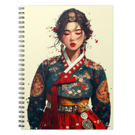 Cuaderno Mujer coreana moderna en retrato de Hanbok