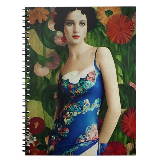 Cuaderno Mujer de estilo Art Déco elegante con grandes flor (Frente)
