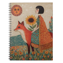 Cuaderno Mujer de fantasía surrealista y su zorro rojo