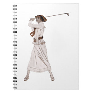 Cuaderno Mujer de ilustracion de época jugando golf