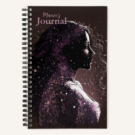 Cuaderno Mujer de las estrellas morado y marrón pequeña cub