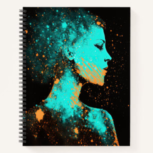 Cuaderno Mujer de las Estrellas Oro y Verde azulada Gran So