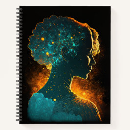 Cuaderno Mujer de las Estrellas Oro y Verde azulada Gran So