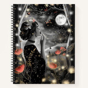 Cuaderno Mujer de noche estelar con vestido negro