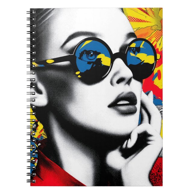 Cuaderno Mujer de pop art con gafas de sol (Frente)