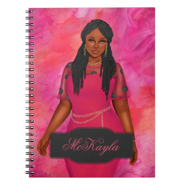 Cuaderno Mujer de tamaño más afroamericano personalizada (Frente)