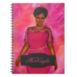Cuaderno Mujer de tamaño más afroamericano personalizada
