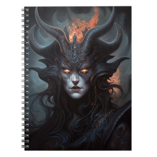 Cuaderno Mujer Demonio Reina arte de fantasía oscuro
