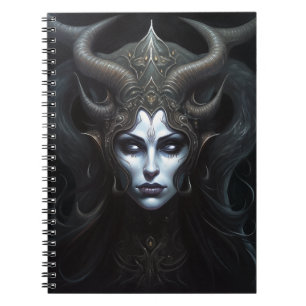 Cuaderno Mujer Demonio Reina arte de fantasía oscuro