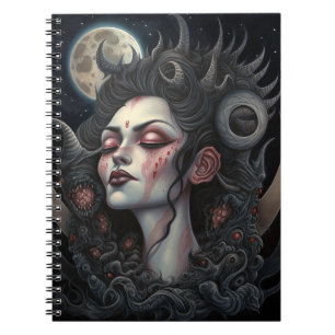 Cuaderno Mujer Demonio Reina arte de fantasía oscuro