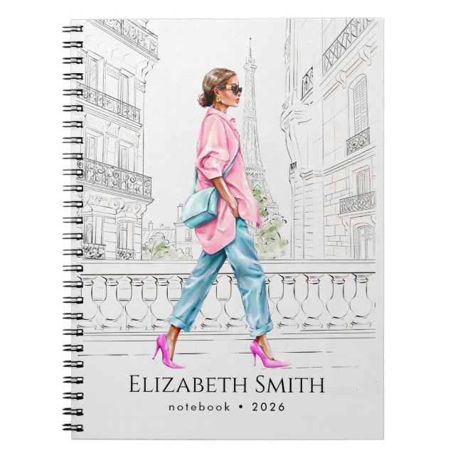 Cuaderno Mujer elegante de moda caminando (Frente)