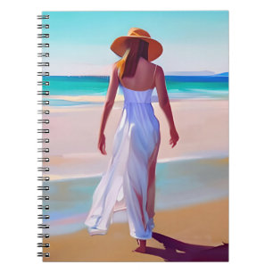 Cuaderno Mujer en blanco en la playa
