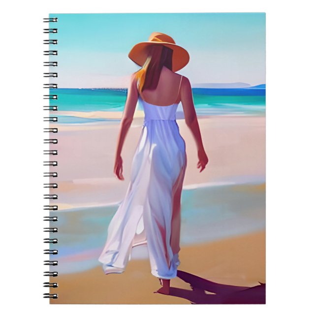 Cuaderno Mujer en blanco en la playa (Frente)
